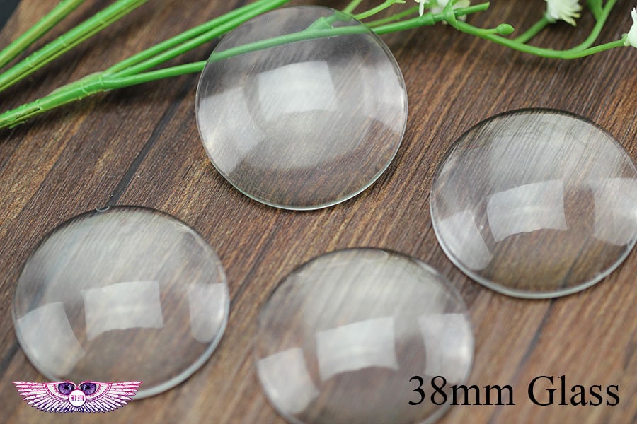 Coperture in vetro bombato - Cabochon in vetro pendente da 1,5 pollici - Cabochon in vetro trasparente rotondo da 38 mm - Cabochon in vetro cristallo