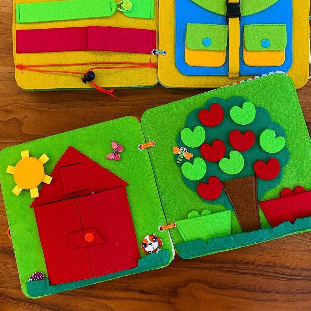 Libro tranquillo della fattoria, libro di attività per bambini di 1 anno, libro morbido per neonati e bambini piccoli, libro Montessori in feltro, lib