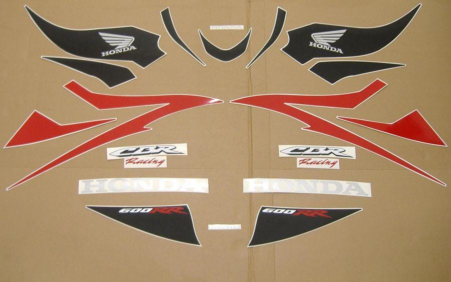 cbr 600rr 2007 set completo di adesivi replica aftermarket kit di adesivi grafica di ricambio riproduzione restauro etichette logo marchio autocollant
