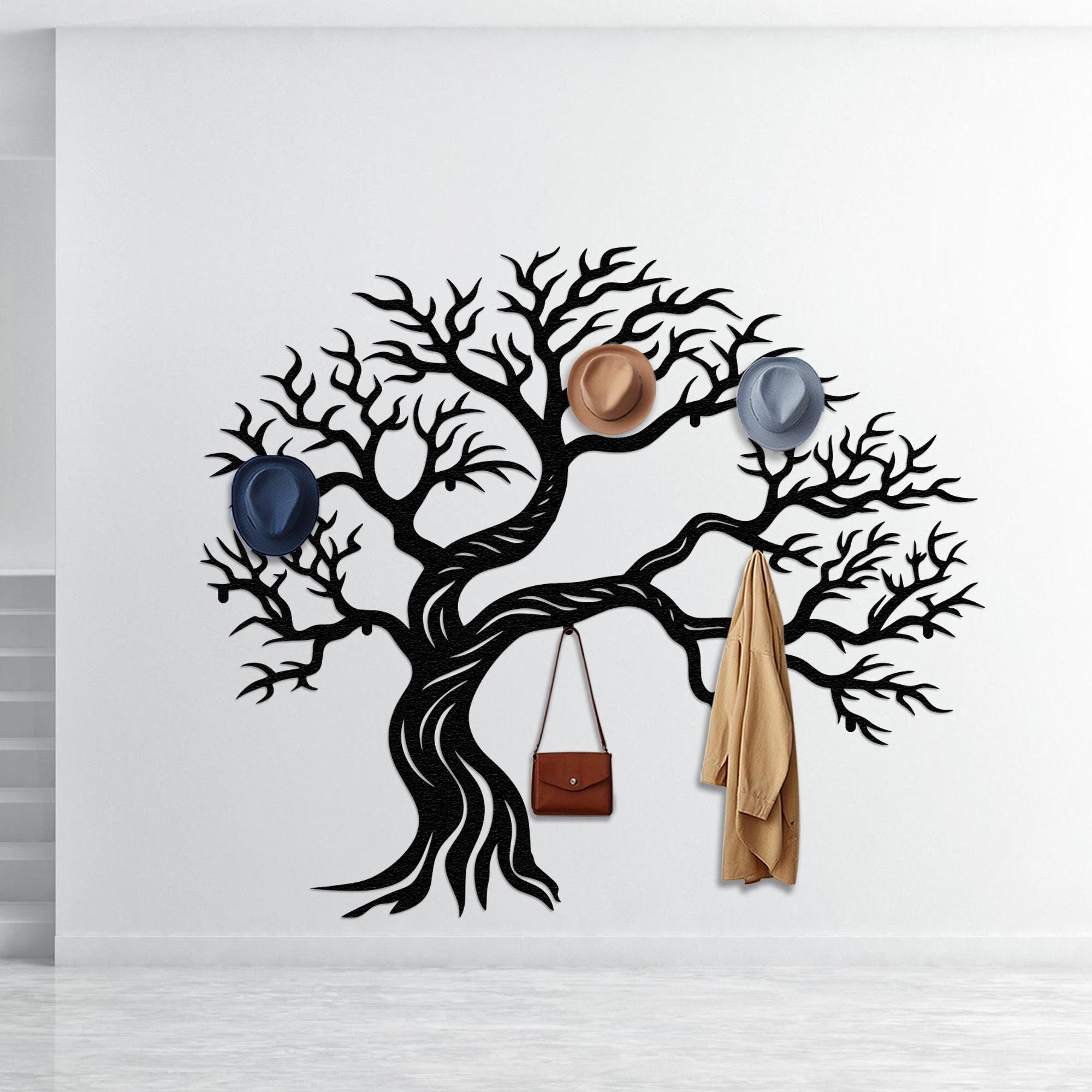 Appendiabiti da parete a forma di albero, appendiabiti da ingresso, grande appendiabiti a forma di albero, gancio decorativo a forma di ramo d'albero,
