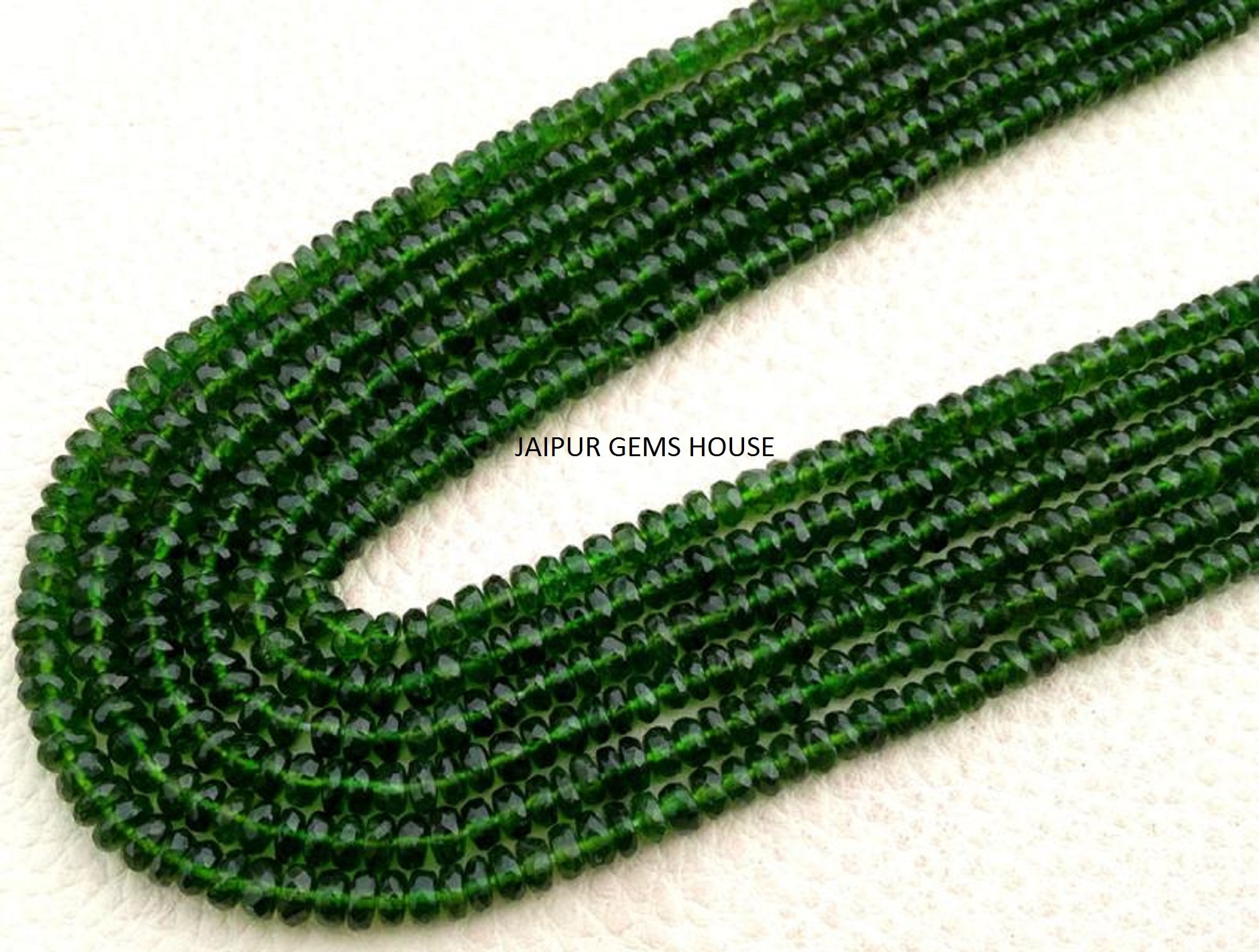 Perline di rondelle sfaccettate di diopside di cromo, perline di diopside di cromo, perline sfaccettate di diopside di cromo naturale, perline di qual