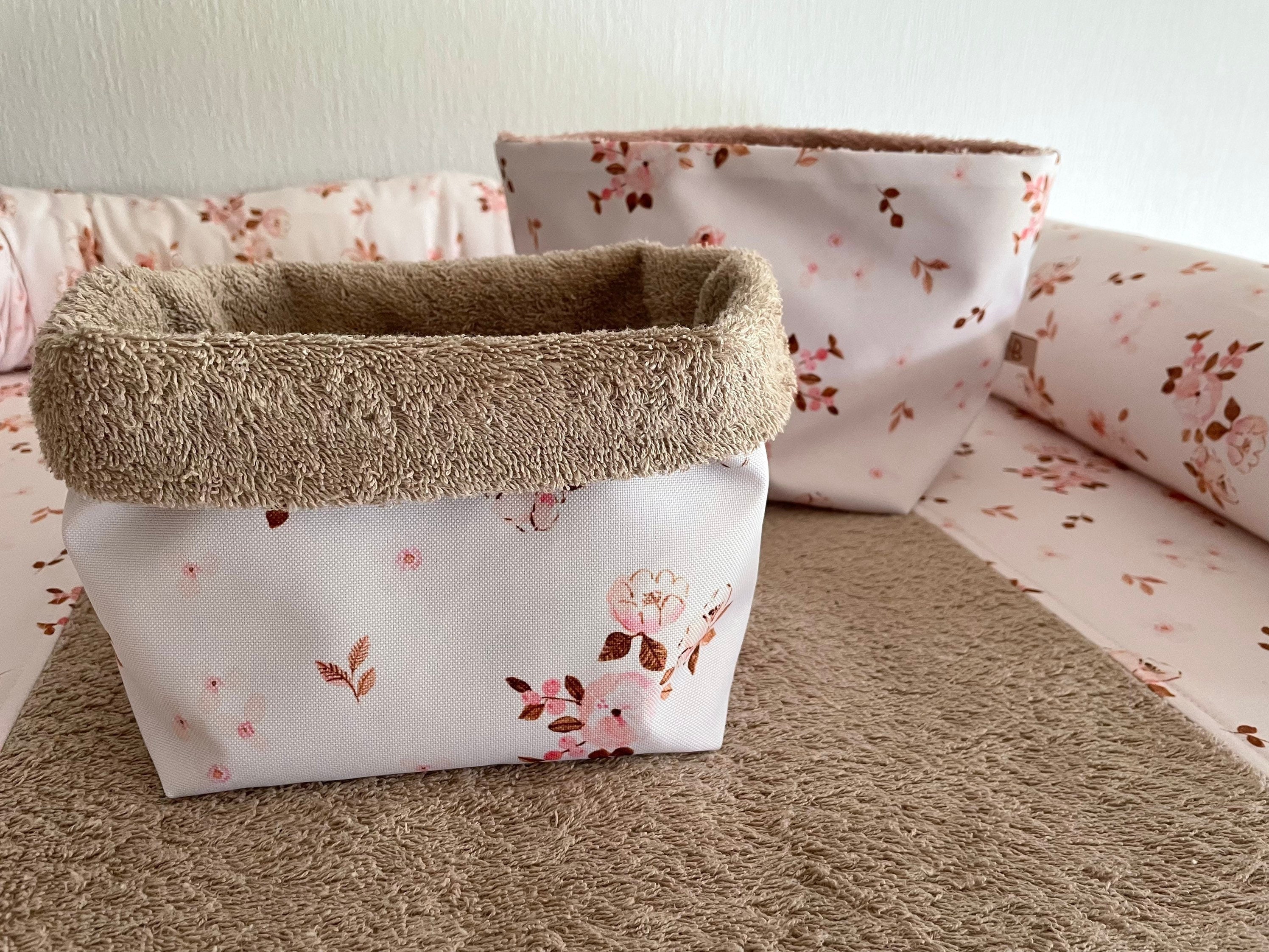 Floral Utensilo, cestino portaoggetti con fiori rosa, cestino portaoggetti per pannolini resistente all'acqua, cestino portaoggetti per pannolini