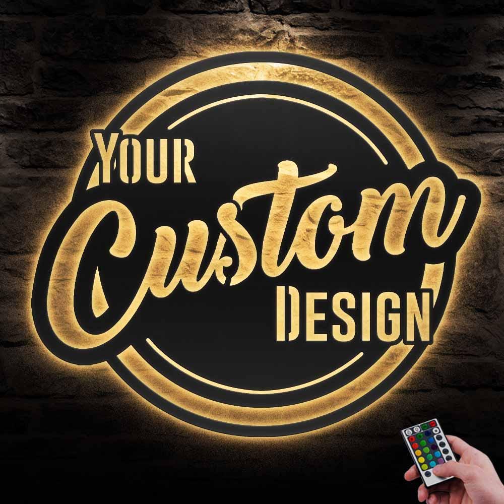Logo personalizzato Design Arte da parete in metallo Luce LED Logo aziendale personalizzato Nome cartello Decorazione per la casa Simbolo Nome logo De