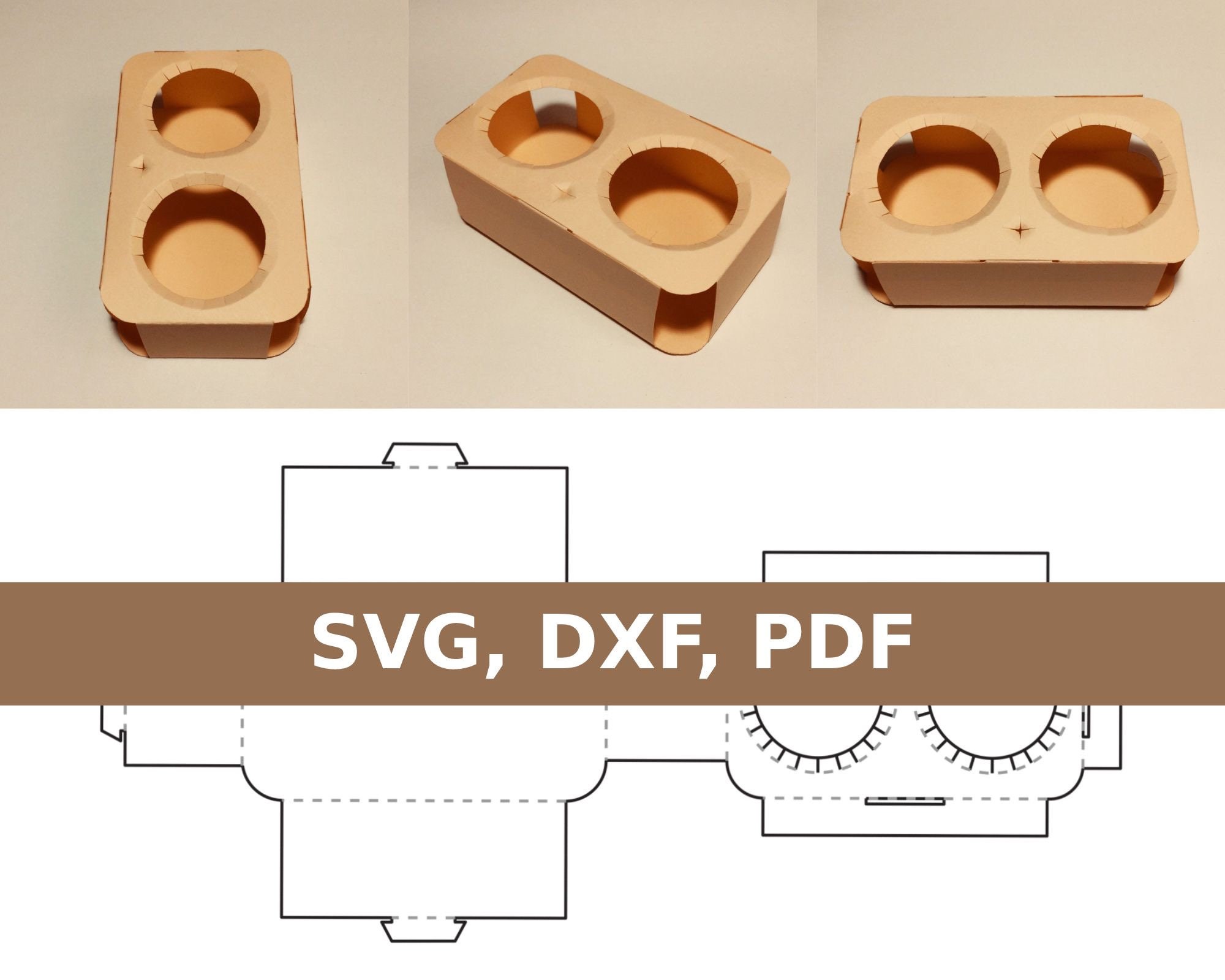 Modello per portabicchieri, portabicchieri da caffè, portabicchieri di carta, portabicchieri di plastica, portabicchieri doppio, SVG, PDF, Cricut, Sil