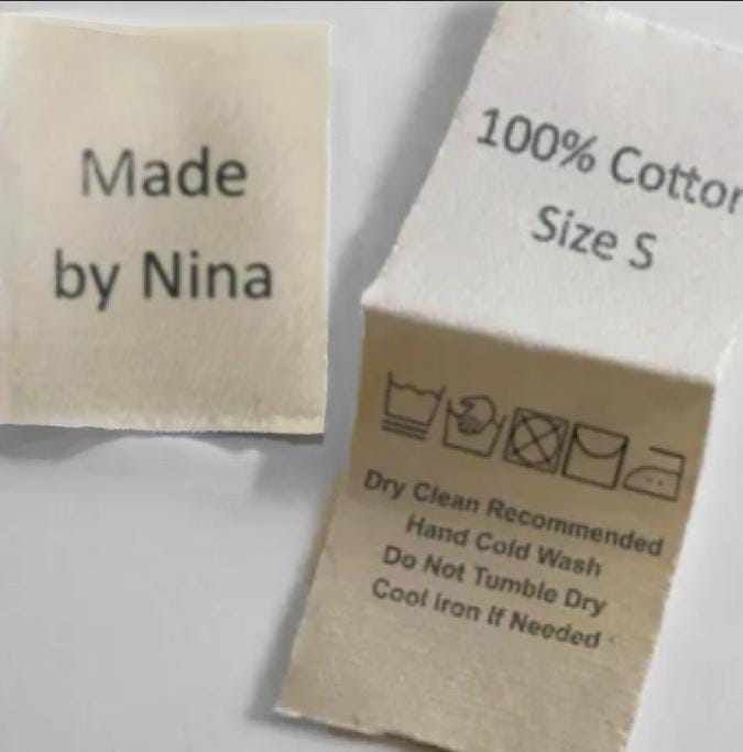 1000 etichette personalizzate per abbigliamento - Istruzioni per il lavaggio in cotone Tessuto da cucire Etichette per la cura del lavaggio Etichette
