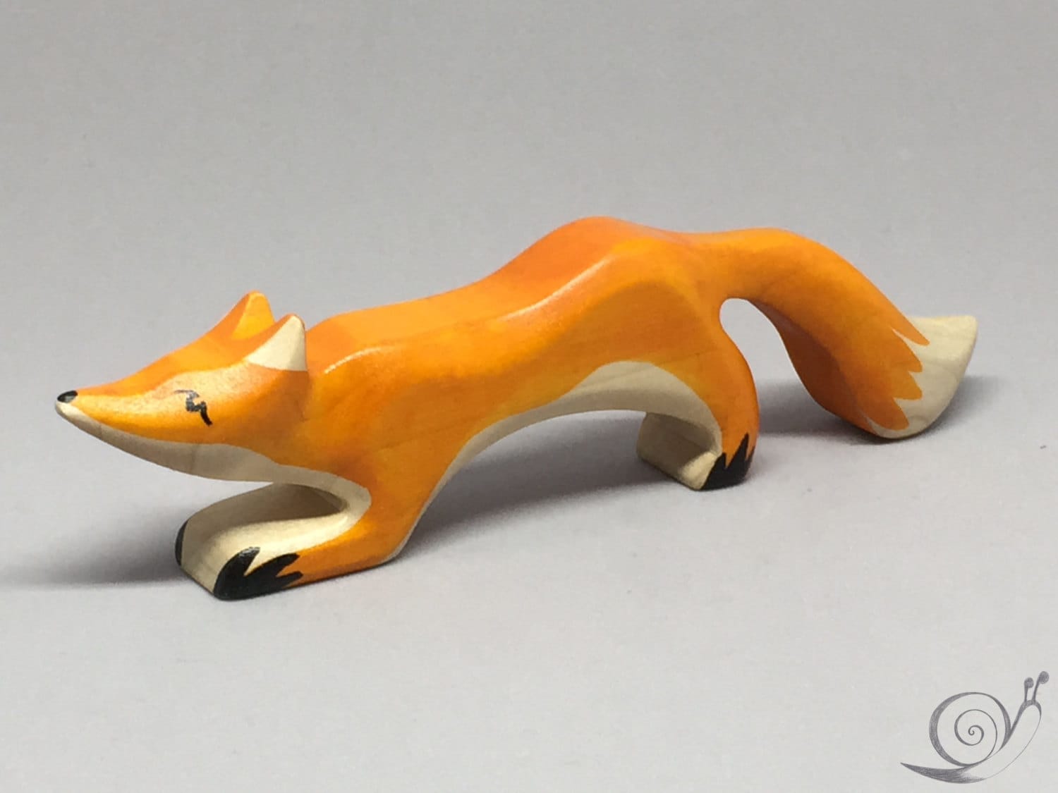 Volpe giocattolo in legno arancione rosso multicolore grande | Dimensioni: 16,0 x 4,5 x 2,0 cm (lxhxs) circa 34,0 gr.