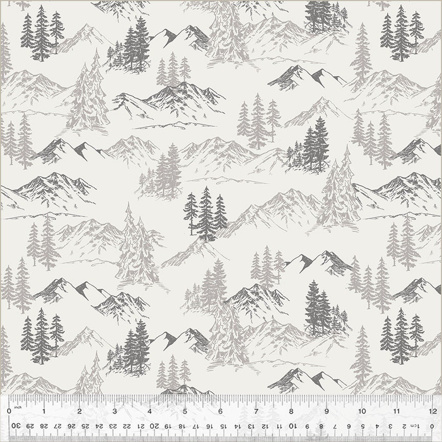 Montagne innevate dalla collezione Aspen di Whistler Studios per Windham Fabrics - Tessuto 100% cotone