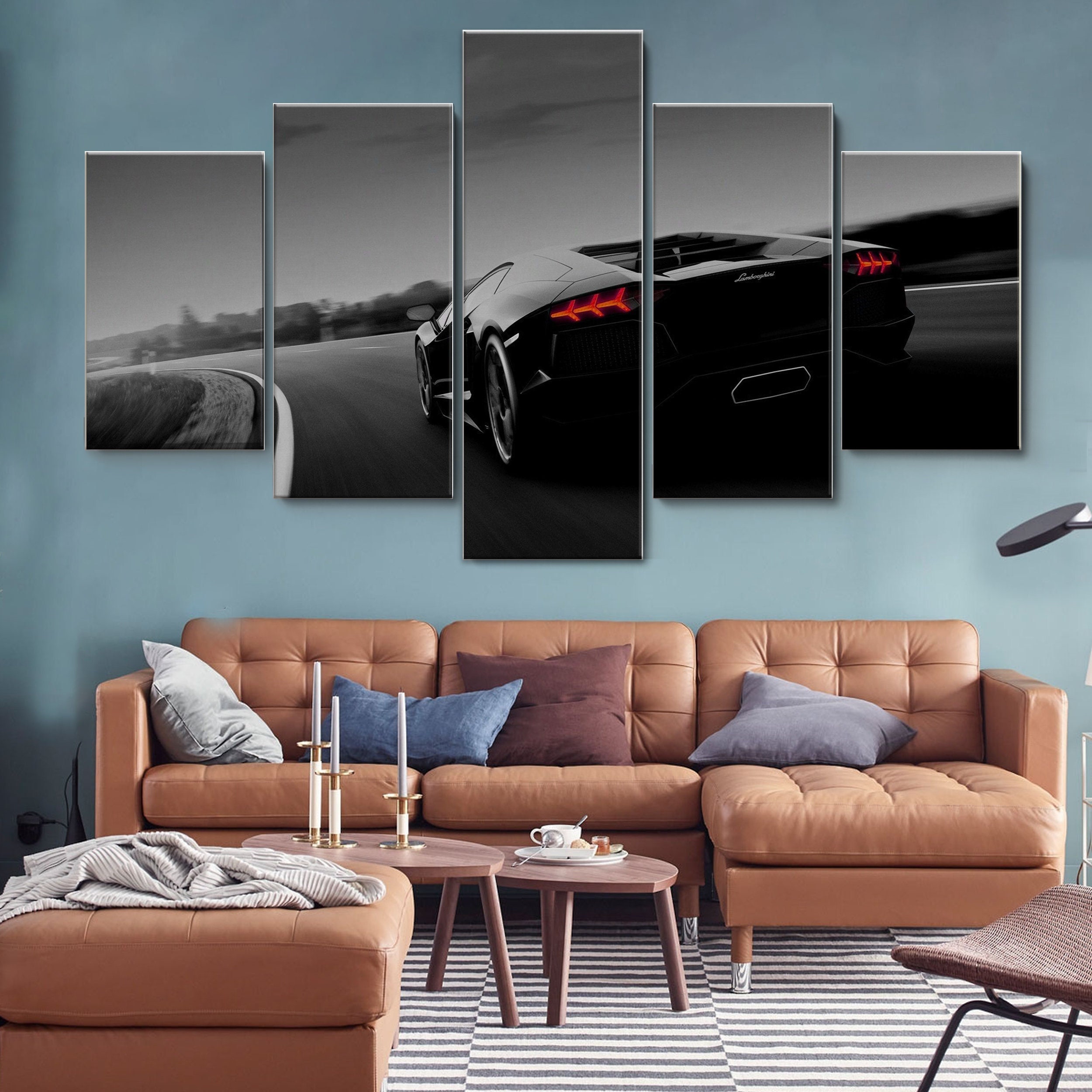 Lamborghini 5 Piece Canvas Wall Art, Large Framed Wall Art, Extra Large Framed Wall Art, 5 Panel Framed Canvas Wall Art, Modern Abstract Art