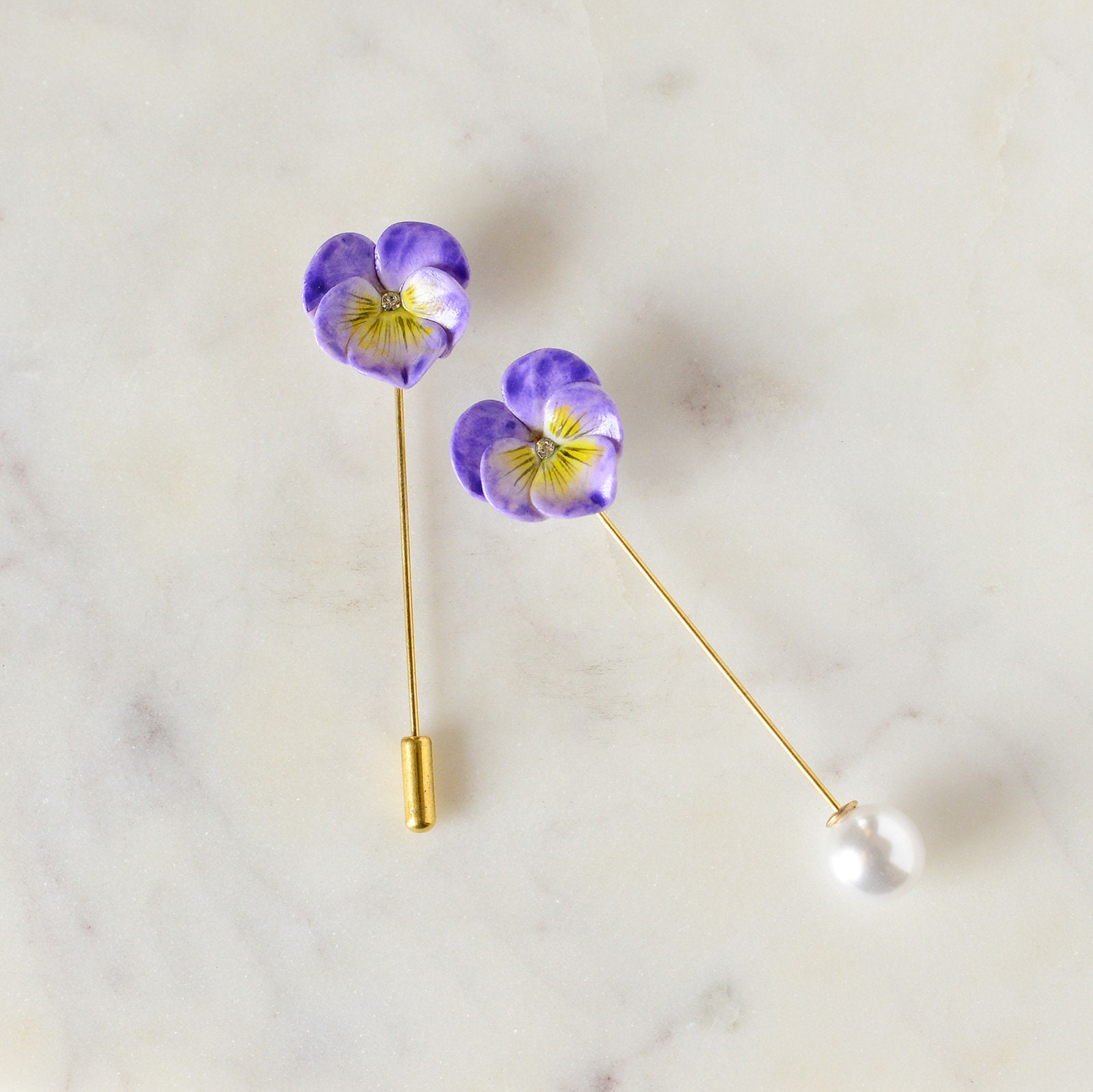 Spilla a forma di viola in porcellana/Spilla a forma di viola/Spilla a forma di spilla da matrimonio/Spilla a forma di fiore viola/Spilla da bavero/Re