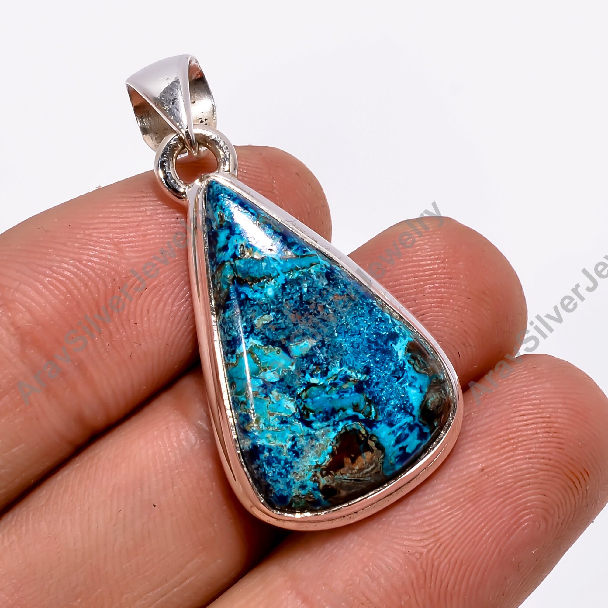 Ciondolo azzurrite, Ciondolo in pietra blu, Ciondolo in argento sterling 925, Ciondolo di dichiarazione, Collana con ciondolo, Ciondolo fatto a mano,