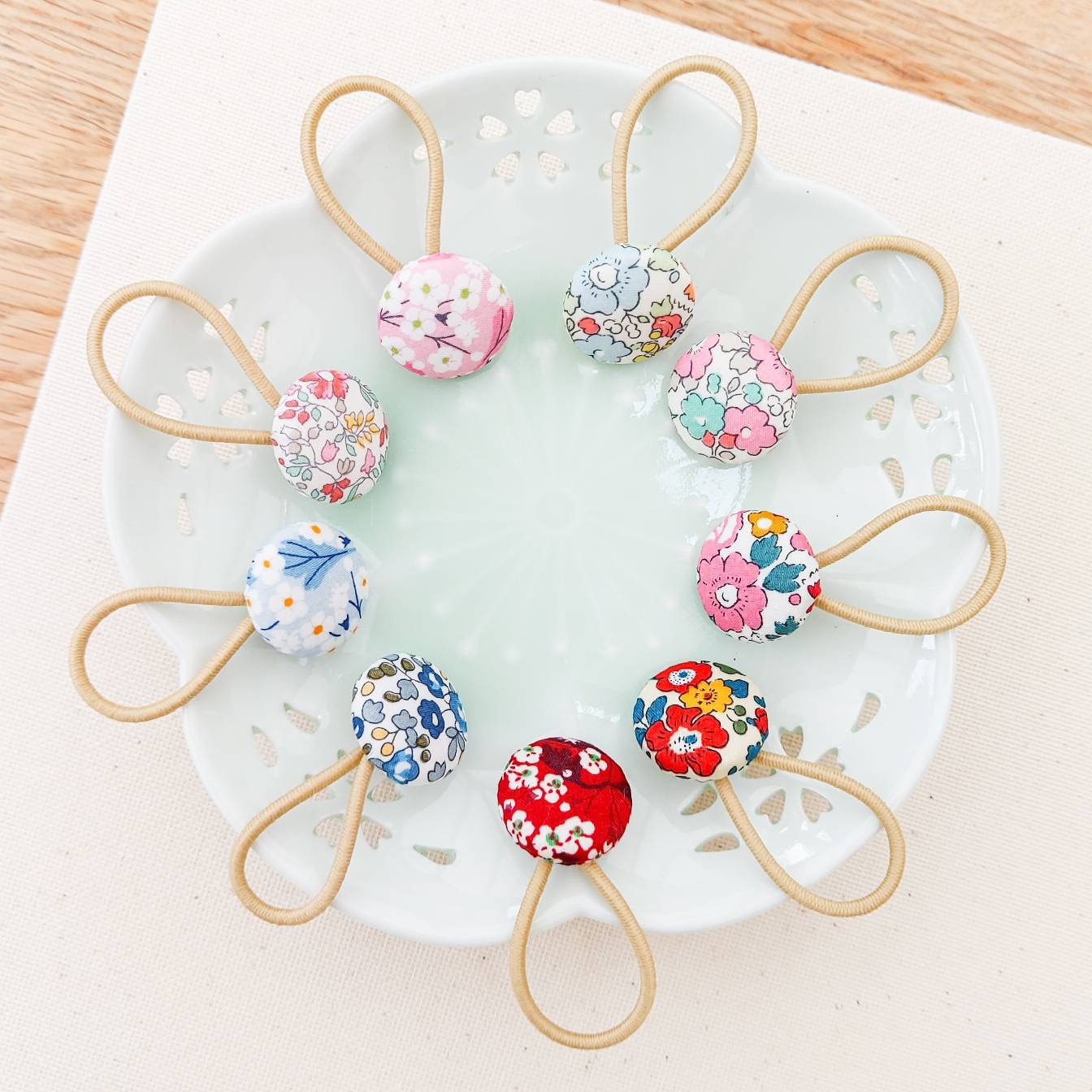 Elastici per capelli Liberty, fasce per capelli per bambini, elastici per capelli con bottoni, mini fasce per capelli, elastici per capelli, tessuto L