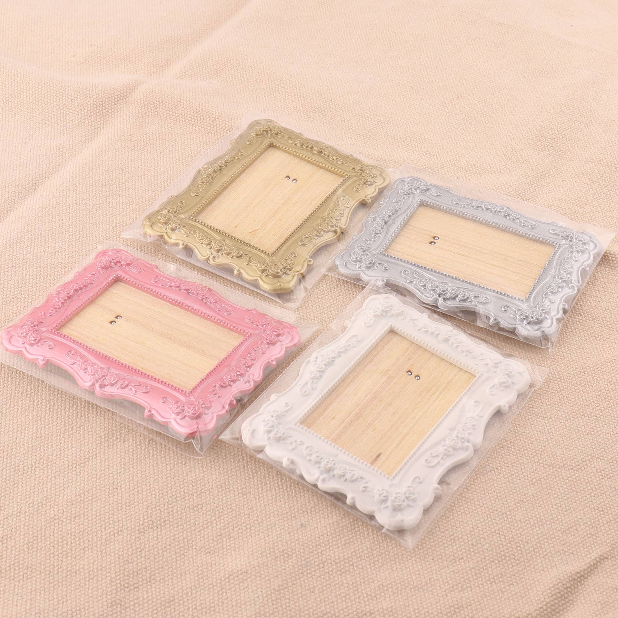 Mini cornice per foto vintage, cornice per foto in miniatura, cornice per modelli per decorazioni per case delle bambole, 4 opzioni di colore