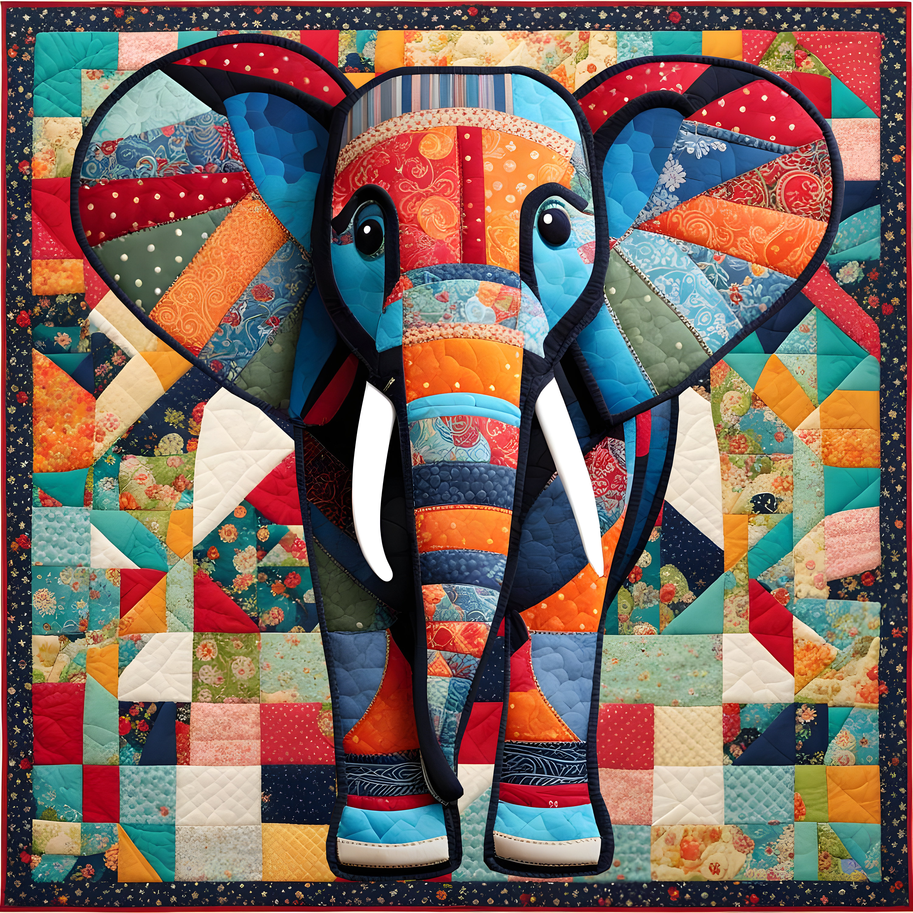 Modello patchwork elefante, modello trapunta elefante, modello trapunta pdf, trapunta animale, modello di cucito trapunta elefante, modello di cucito