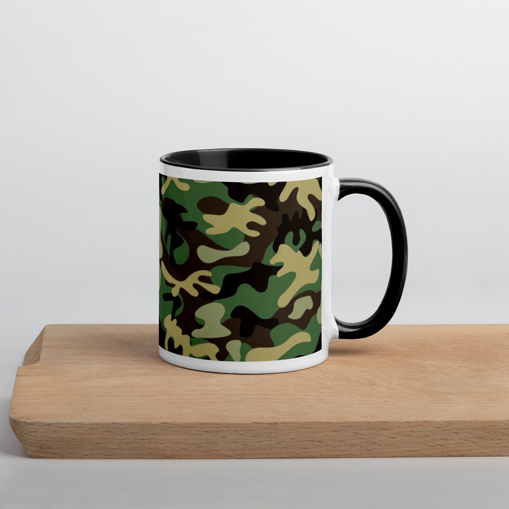 Tazza da caffè mimetica con colore all'interno, tazza da caffè mimetica, tazza da caffè camo, tazza da caffè militare, tazza da caffè militare, tazza