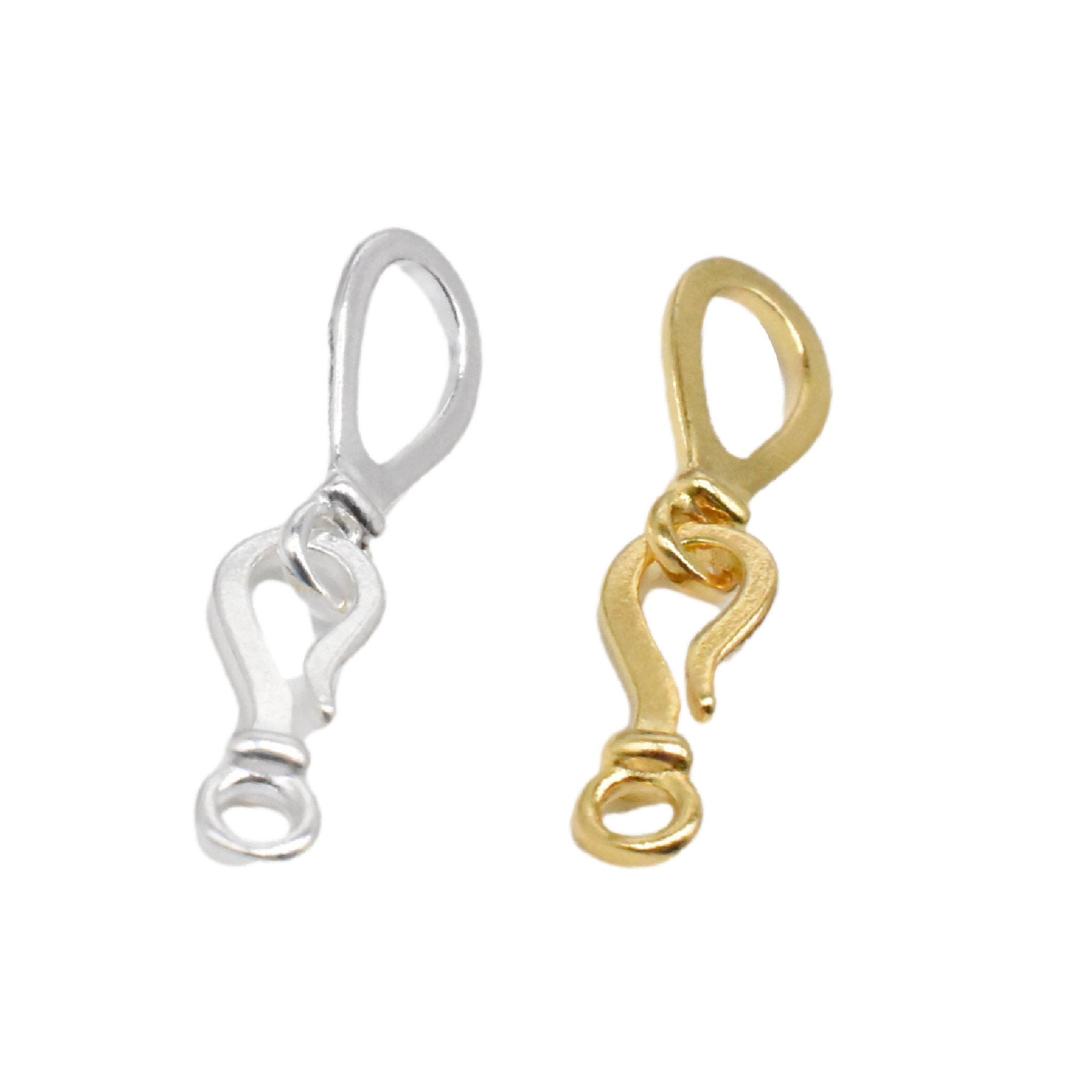 2 Connettori a gancio in argento sterling, chiusure a gancio in argento 925, chiusure a gancio placcate oro, connettori a gancio, chiusura per collana