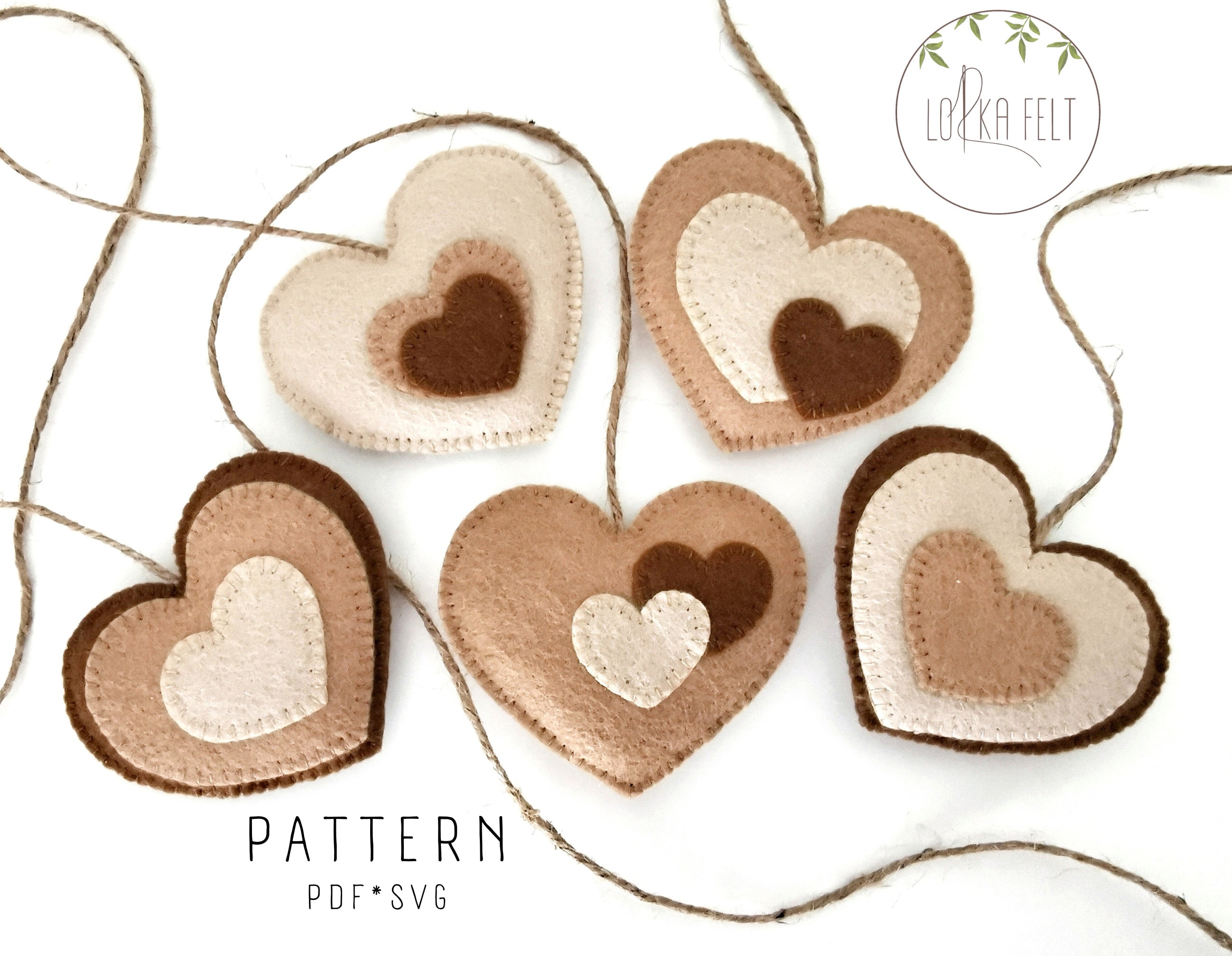 Modello a forma di cuore, modello in feltro, modello PDF, modello SVG, modello di cucito, modello di San Valentino, fai da te, San Valentino, cuori, c