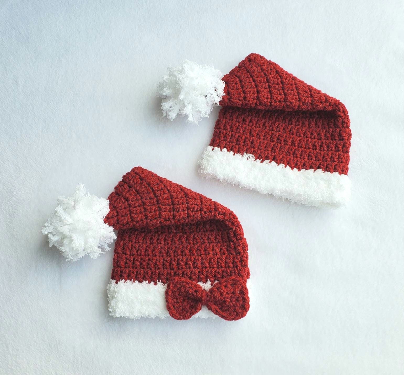 Modello FACILE all'uncinetto per cappello di Babbo Natale, modello semplice per bambini prematuri e adulti, cappello di Babbo Natale, cappello per bam
