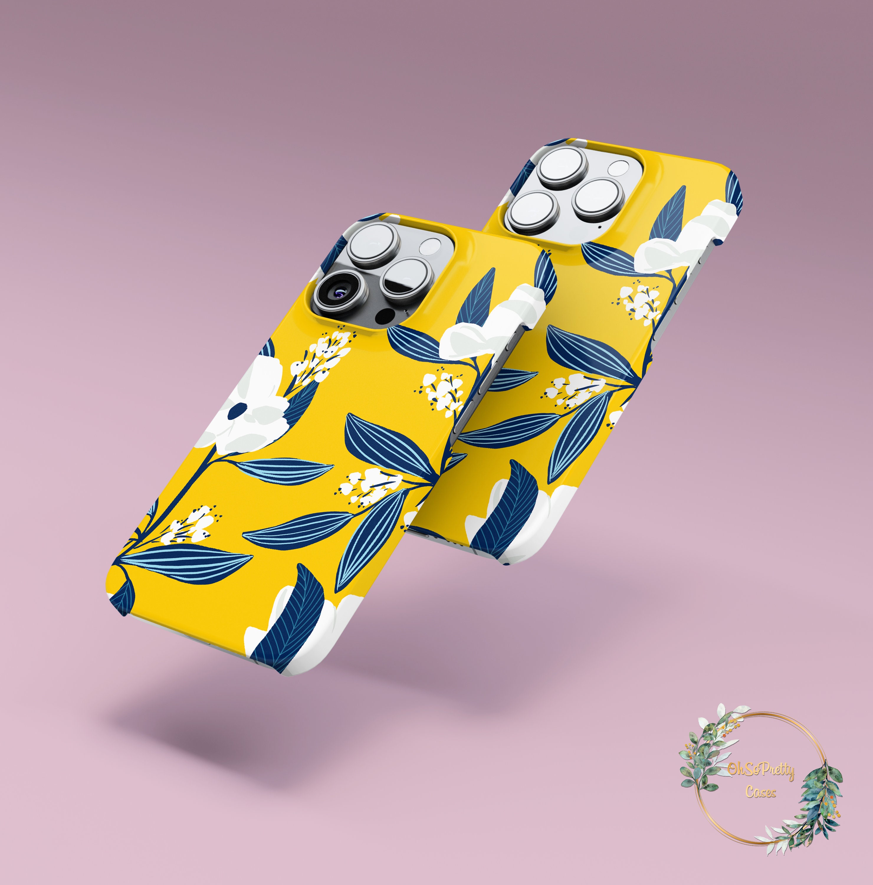 Custodia floreale gialla per Google Pixel 8a, Pixel 4, Google Pixel 3a XL, OnePlus 8, 7, Google Pixel 3a XL, Google Pixel pixel 3, OnePlus 6 o160