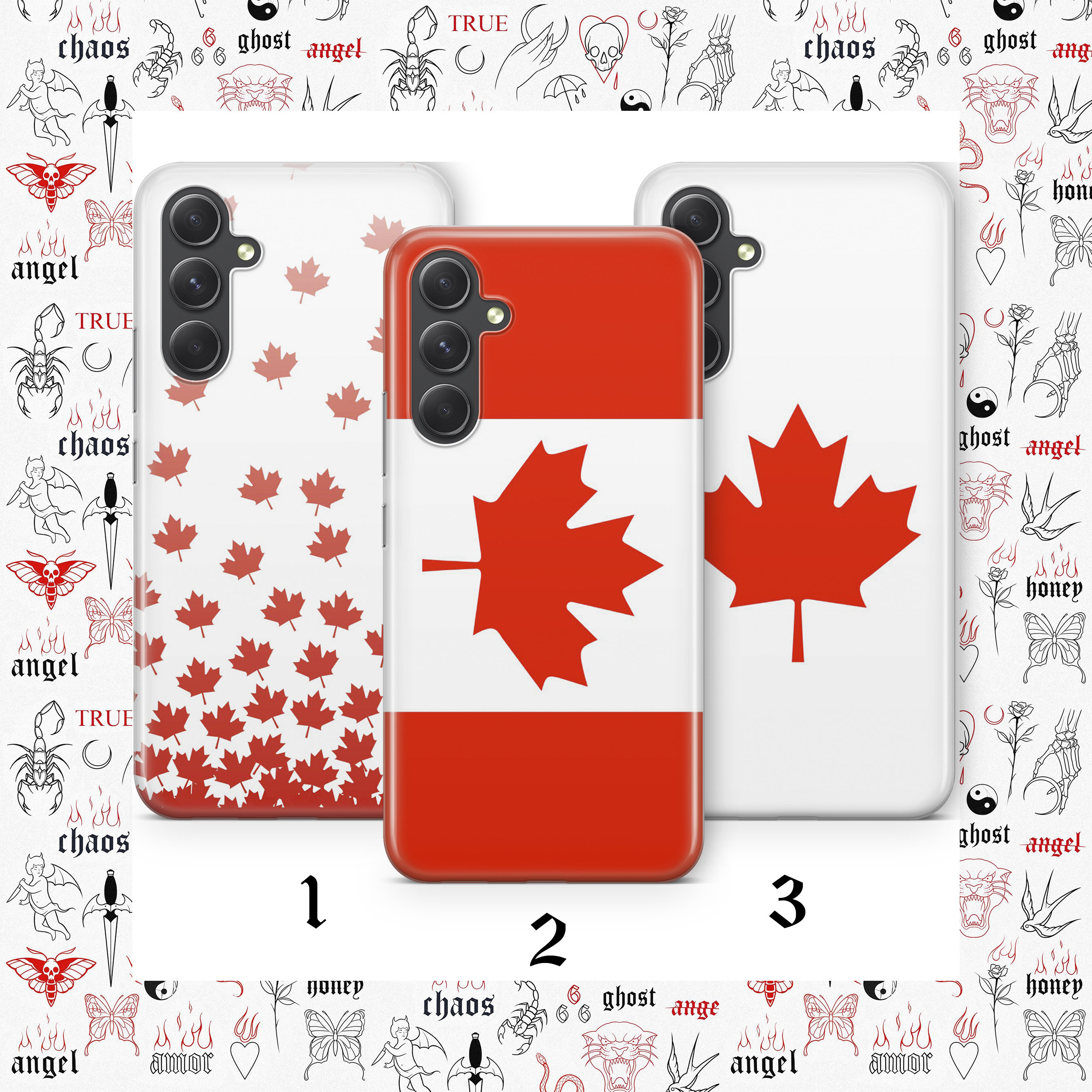 Custodia per telefono con bandiera canadese 5 per Samsung A14 A15 A16 A17 A25 A26 A33 A34 A35 A36 A53 A54 A55 A56 A72 A73 + altri modelli Bandiera can