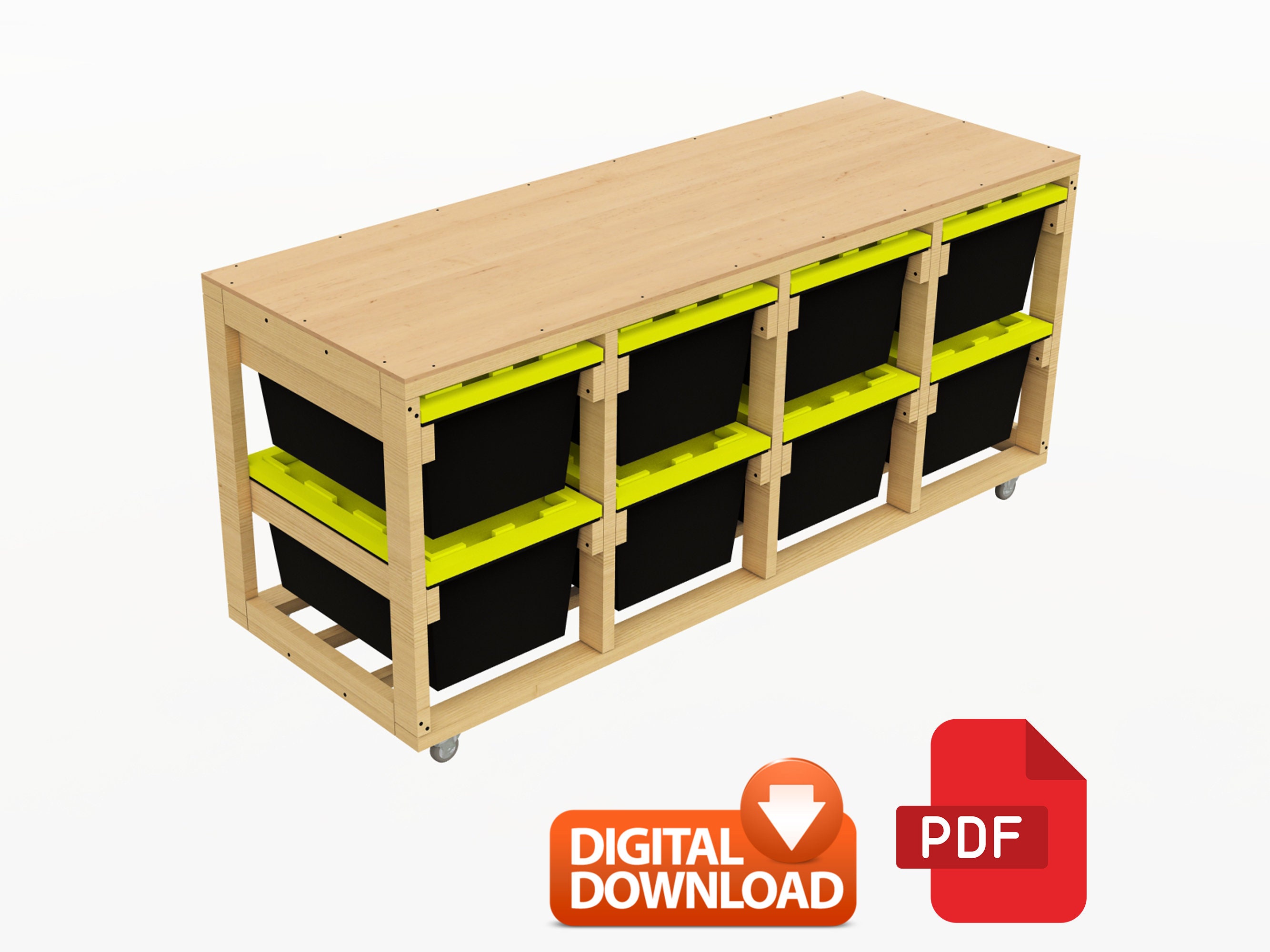 Scaffale portaoggetti orizzontale da 8 unità / Scaffali portaoggetti con ruote per garage / - Scaffale portaoggetti fai da te da 27 galloni - Download