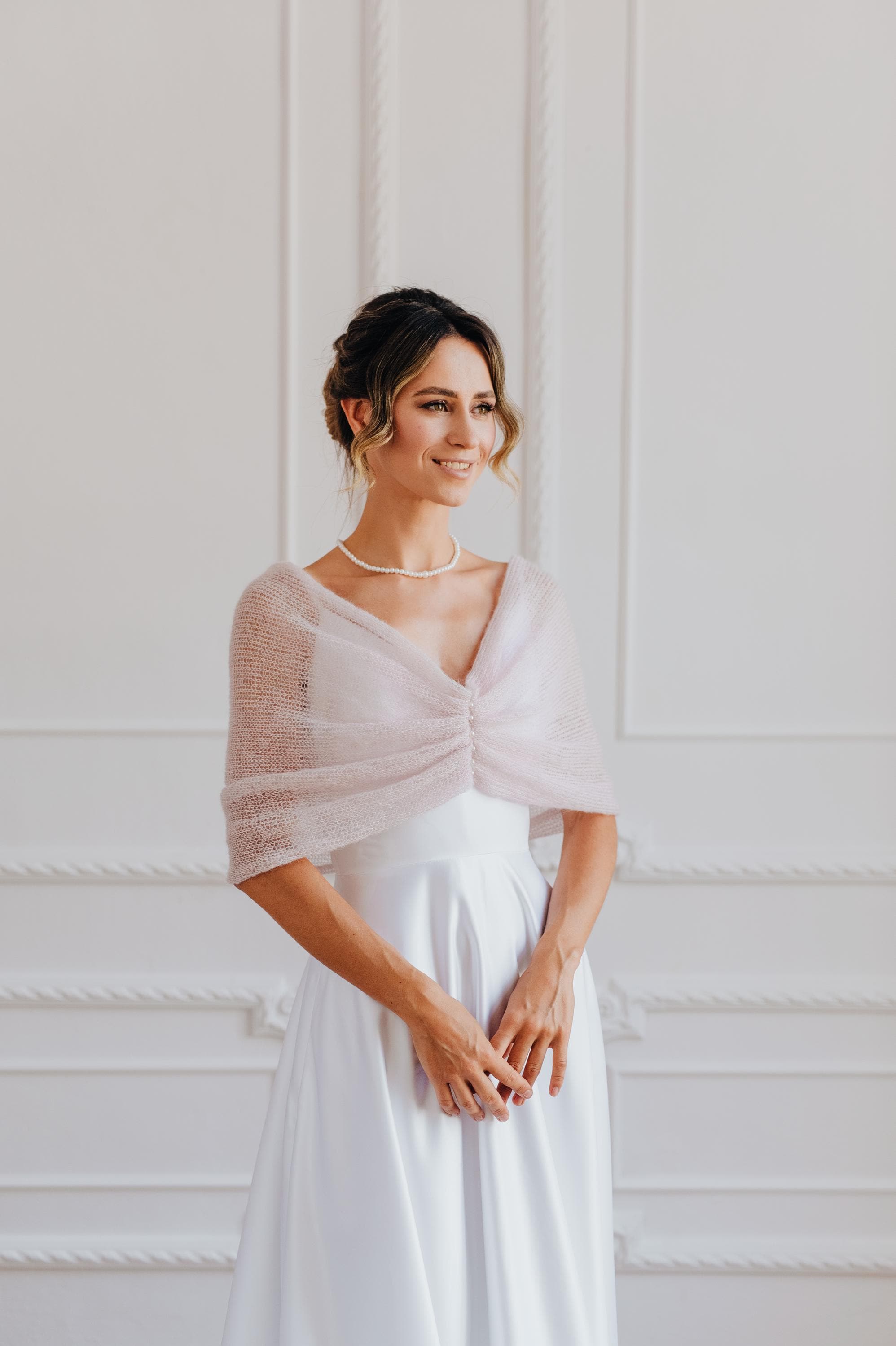Scialle da sposa con perle, scialle in mohair, coprispalle da sposa, bolero, scialle in mohair, stola da sposa, sciarpa da sposa, coprispalle da sposa