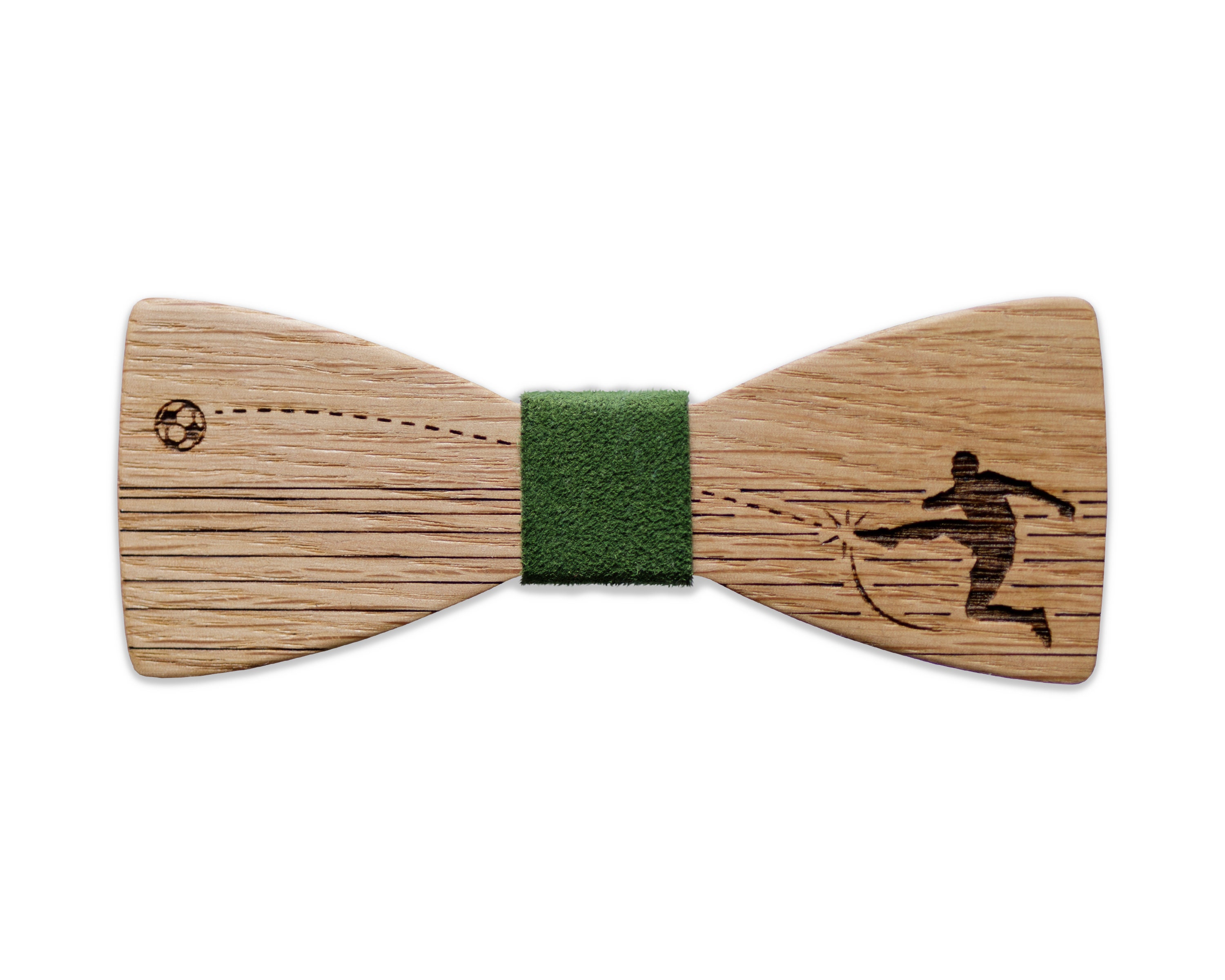 Papillon verde, papillon da calcio, papillon in legno, papillon inciso, papillon sportivo, papillon a forma di palla, regalo da calcio, nodo in pelle,