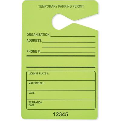 Tatco 21600 Parking Permit, Temporary, 3-1/2