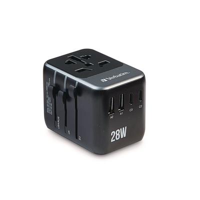 Verbatim UTA-07 Universal Travel Adapter, (3) USB-A, (3) USB-C (VER32122)