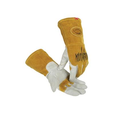 Caiman Revolution Welding Gloves, Goat Grain Leather, Small, White/Gold (607-1868-S)