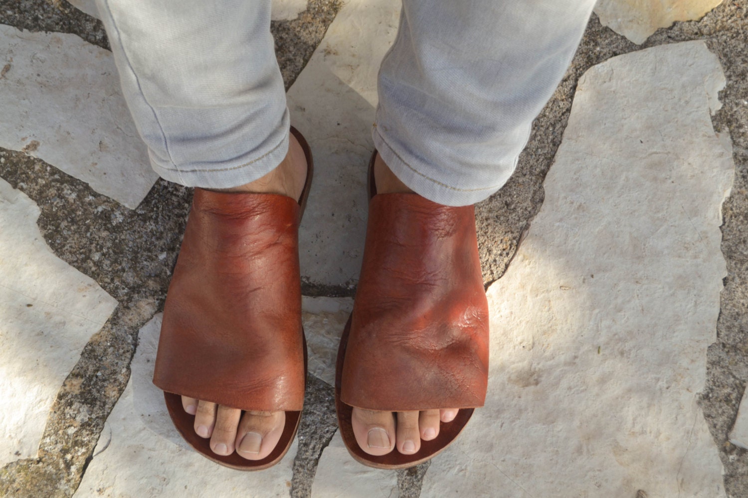 Sandali da uomo, sandali da uomo, sandali da gladiatore, sandali in pelle da uomo, sandali in pelle da uomo, sandali color cuoio, scarpe sandali