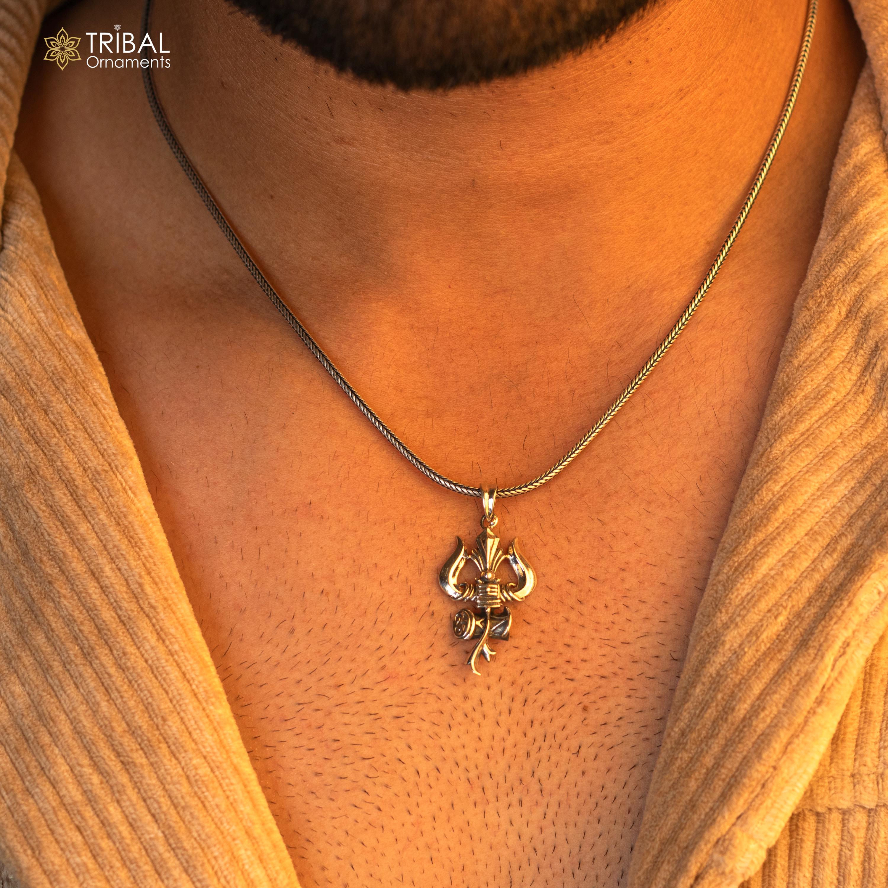 Ciondolo tridente in argento sterling 925 raffigurante l'idolo indù Lord Shiva, straordinario ciondolo regalo dal design vintage, gioielli personalizz