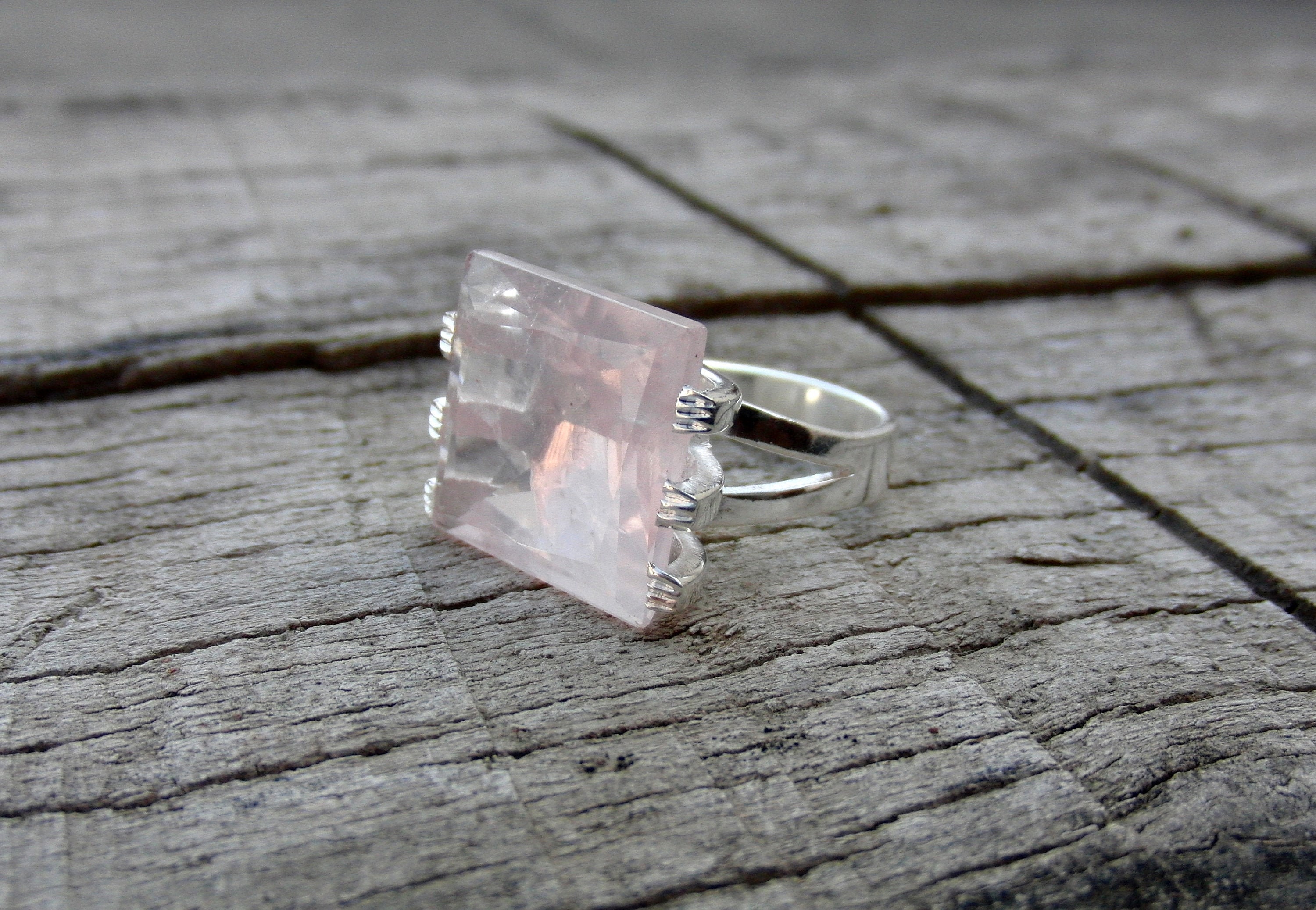 Anello in quarzo rosa, anello in argento sterling, anello in quarzo rosa, anello fatto a mano, anelli da donna, anello con promessa, anelli vistosi, s