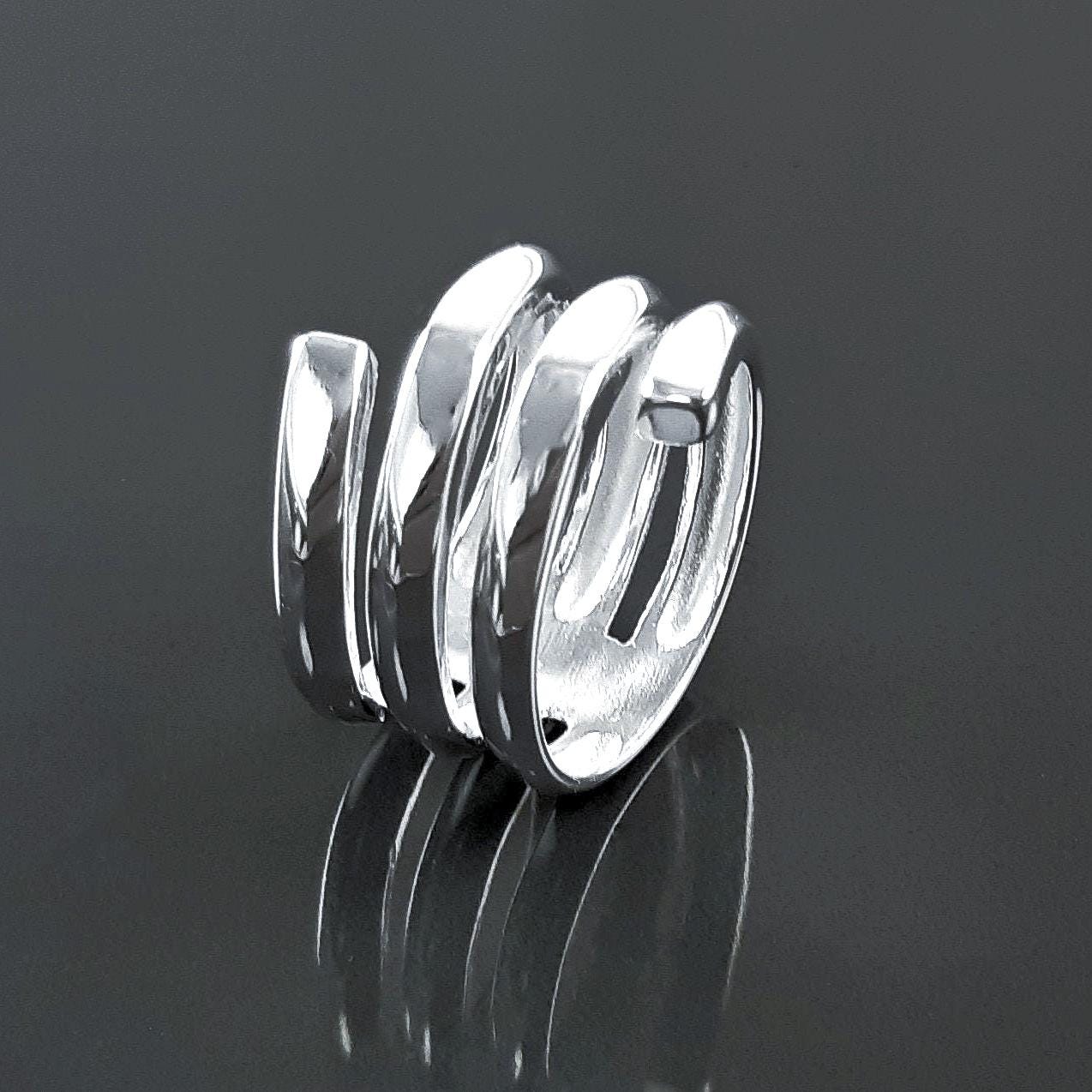 Anello Infinity Wrap, Argento Sterling, Anello a spirale, Anello bypass, Anello polsino, Anello a molla, Anello a spirale, Anello avvolto, Anello aper