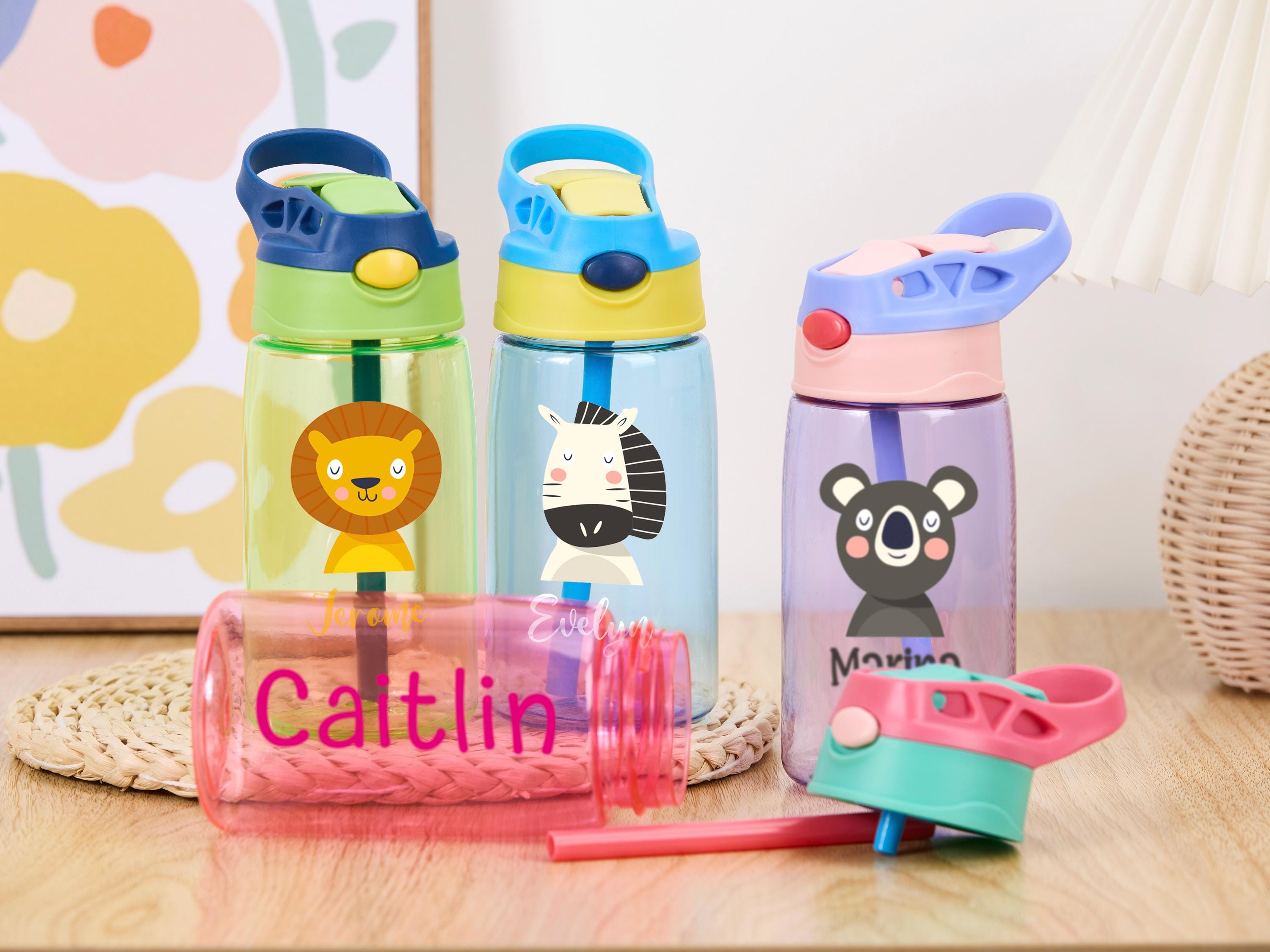 Bottiglia personalizzata con nome per bambini, borracce personalizzate per bambini, bicchieri per il ritorno a scuola, borraccia sportiva per bambini,