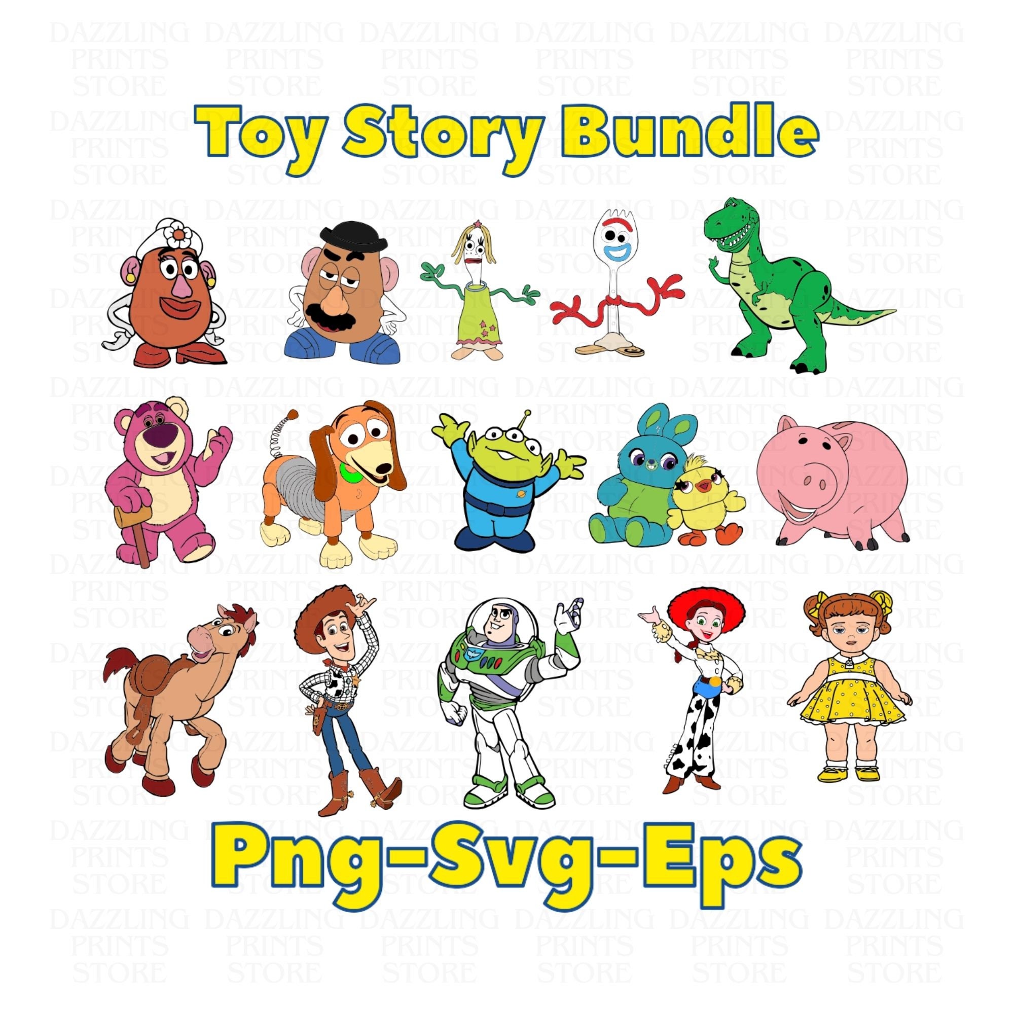 Pacchetto Toy Story SVG per macchine da taglio Cricut e Silhouette, file Woody SVG per Cricut, clipart di Toy Story, PNG di compleanno di Toy Story
