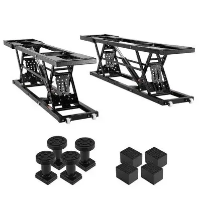 Car Lift, 25.6" Max. Height, 5,000 LBS Capacity Portable Car Lift, with Extended-Length Plates, Heavy-duty Carbon Steel Truck