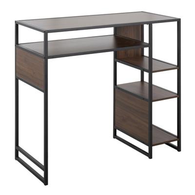 LumiSource Display Farmhouse Metal/Wood Bar- Table With Storage Space, 39-1/2"H x 43-1/4"W x 19"D, Walnut/Black