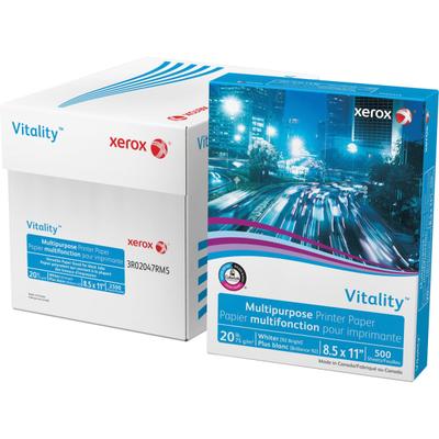 Xerox Vitality Printer & Copy Paper, White, Letter (8.5" x 11"), 5000 Sheets Per Case, 20 Lb, 92 Brightness, Case Of 10 Reams