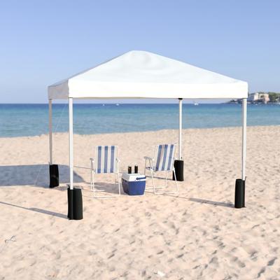 Flash Furniture Pop-Up Event Canopy Tent With Sandbags And Wheeled Case, 106"h X 116"w X 116"d, White