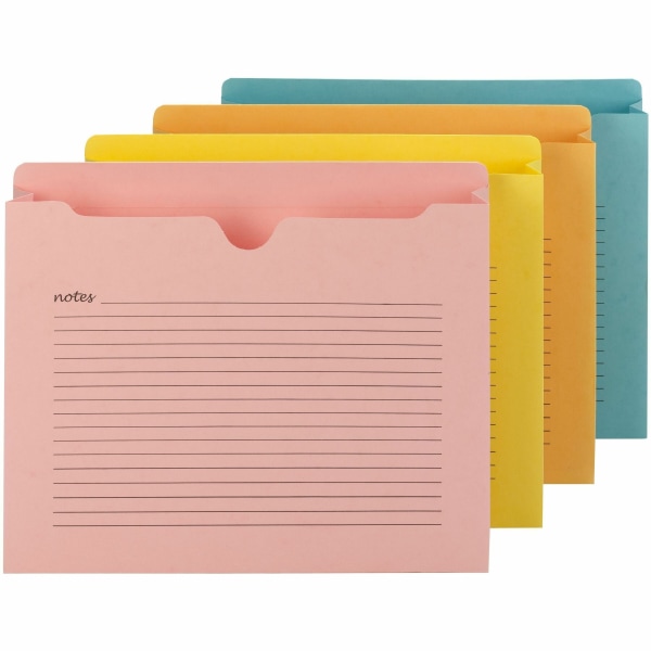 Smead Notes File Jackets, 2" Expansion, Letter Size, 8 1/2" X 11", Assorted Colors, Pack Of 12 File Jackets