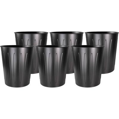 Genuine Joe 6-Gallon Fire-Safe Trash Can - 6 Gal Capacity - Fire-Safe, Sturdy - 14" X 13" Diameter - Metal, Steel - Black - 6 / Carton