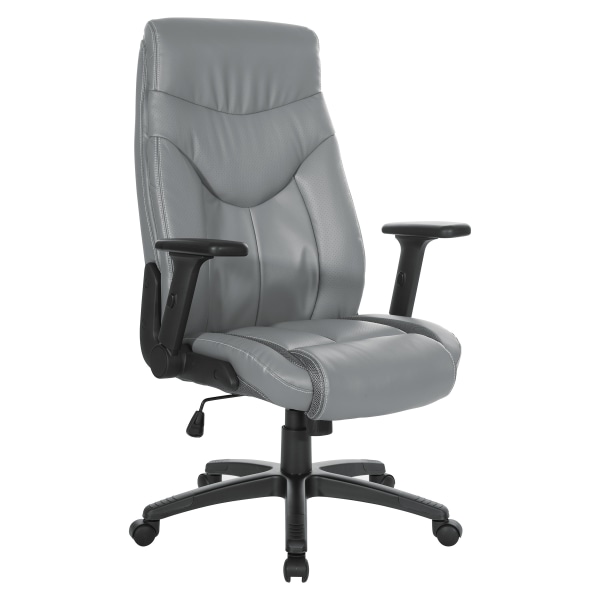Office Star Ergonomic Leather High-Back Executive Office Chair, Charcoal Gray