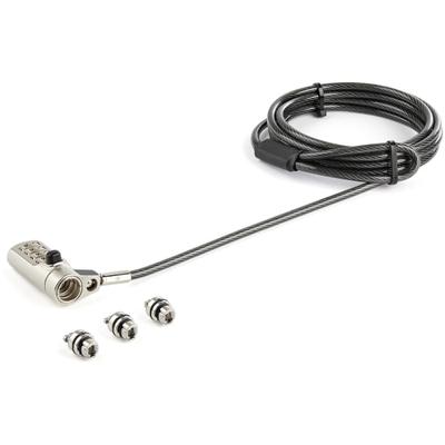 Startech.com 6' (2M) 3-In-1 Universal Laptop Cable Lock - 4-Digit Combination Security Lock For K-Slot, Nano & Wedge Slot Desktop/laptop