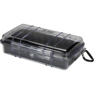 Pelican Micro Case 1060 With Clear Lid And Carabineer - 5.56" X 2.62" X 9.37" - Steel - Black