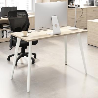 Bush Business Furniture Vista 48"w Computer Desk With Splayed Metal Legs, Natural Elm, Standard Delivery