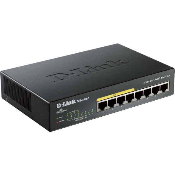D-Link Dgs-1008P 8-Port Gigabit Metal Desktop Switch With 4 Poe Ports - 8 Ports - 4 X Poe - 4 X Rj-45 - 10/100/1000Base-T - Desktop