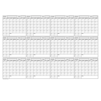 Swiftglimpse Yearly Wall Calendar Planner, 36" X 48", Black/white, Undated
