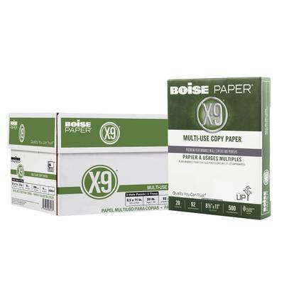 Boise X-9 3-Hole Punched Multi-Use Printer & Copy Paper, White, Letter (8.5" X 11"), 5000 Sheets Per Case, 20 Lb, 92 Brightness, Case Of 10 Reams