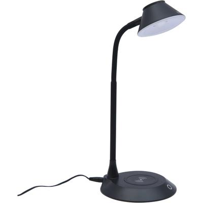 Data Accessories Company Mp-323 Led Desk Lamp - 5 W Led Bulb - Adjustable Brightness, Qi Wireless Charging, Flicker-Free, Glare-Free Light, Dimmable, Touch Sensitive Control Panel, Flexible Neck - Desk Mountable