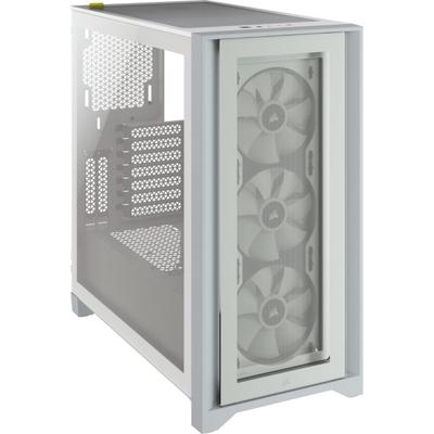 Corsair Icue 4000X Rgb Tempered Glass Mid-Tower Atx Case - White - Mid-Tower - White - Tempered Glass, Steel, Plastic - 4 X Bay - 3 X 4.72" X Fan(S) Installed - 0 - Atx Motherboard Supported